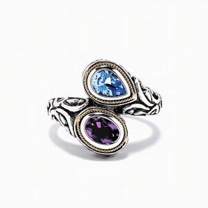 ‼️LAST DISCOUNT‼️👉Effy 925 S.S. & 18KG Topaz & Amethyst Ring 🦋( 1.62 TCW) SZ 7